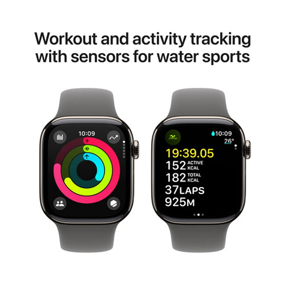 Rogers Apple Watch Series 10 (GPS + Cellular) 42mm Natural Titanium Case with Stone Grey Sport Band - M/L - Monthly Financing