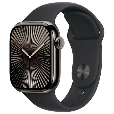 Rogers Apple Watch Series 10 (GPS + Cellular) 42mm Slate Titanium Case with Black Sport Band - M/L - Monthly Financing