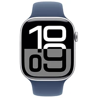 Apple Watch Series 10 (GPS + Cellulaire) avec boîtier de 46 mm en aluminium argenté et bracelet sport denim de Rogers - M/G - Financement mensuel