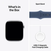 Apple Watch Series 10 (GPS + Cellulaire) avec boîtier de 46 mm en aluminium argenté et bracelet sport denim de Rogers - M/G - Financement mensuel