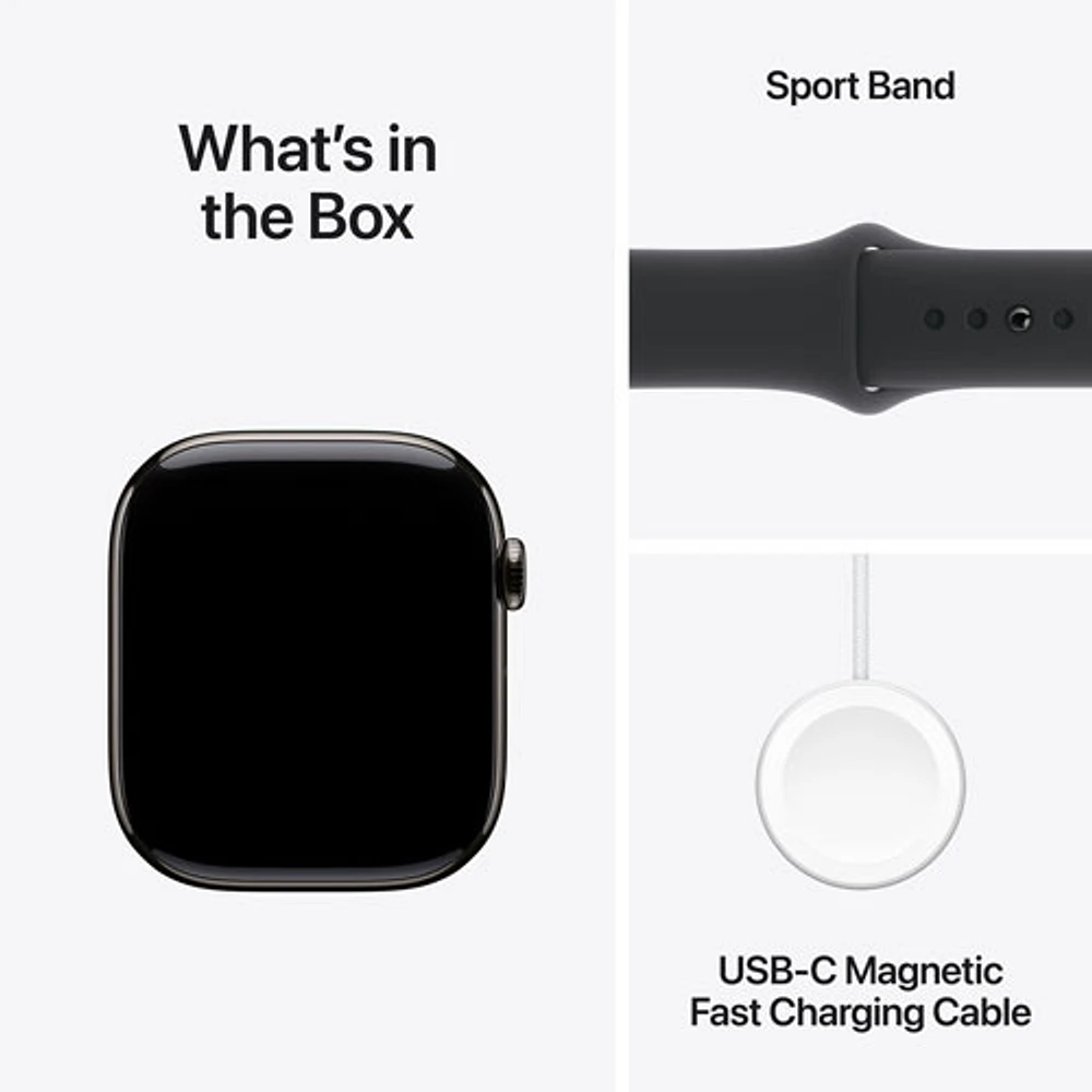 Rogers Apple Watch Series 10 (GPS + Cellular) 46mm Slate Titanium Case with Black Sport Band - /M