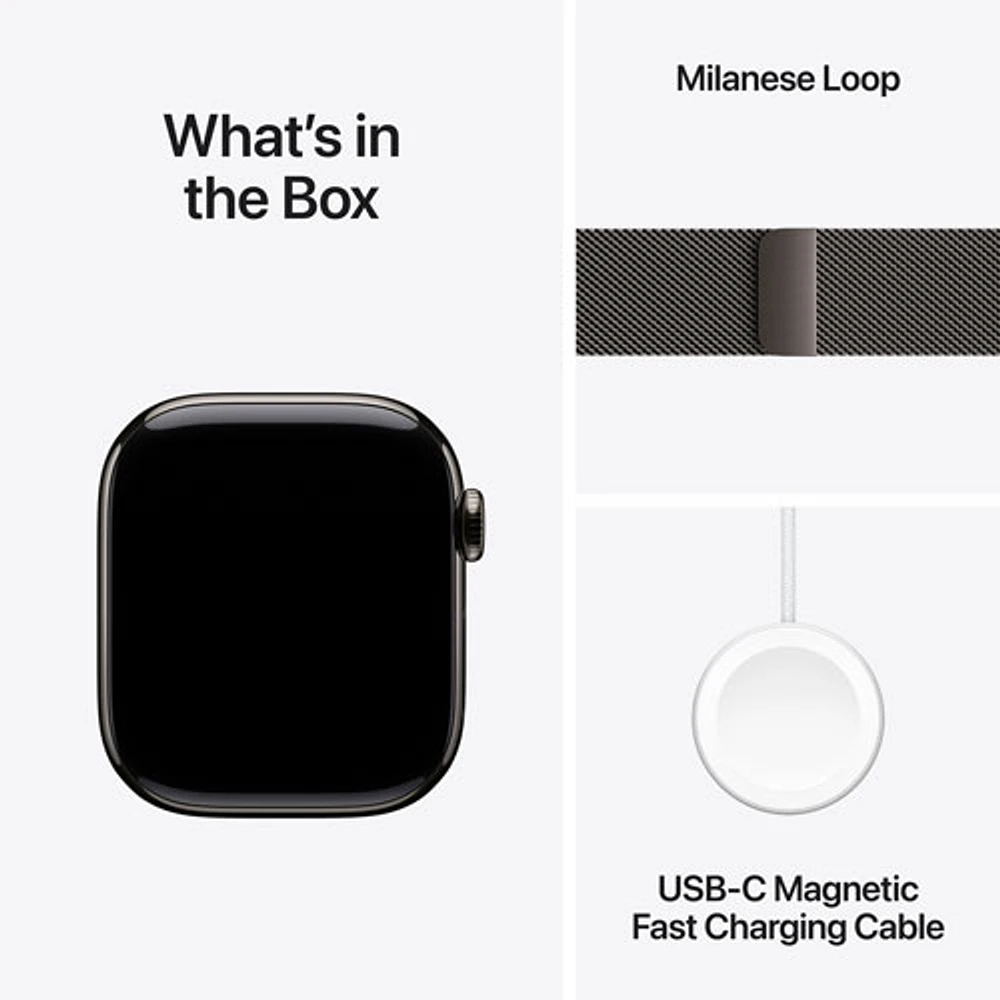 Rogers Apple Watch Series 10 (GPS + Cellular) 42mm Slate Titanium Case with Slate Milanese Loop - M/L - Monthly Financing