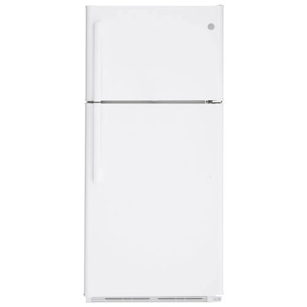 Open Box - GE 30" 18 Cu. Ft. Top Freezer Refrigerator w/ LED Lighting (GTE18FTLKWW) - White - Scratch & Dent