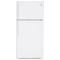 Open Box - GE 30" 18 Cu. Ft. Top Freezer Refrigerator w/ LED Lighting (GTE18FTLKWW) - White - Scratch & Dent