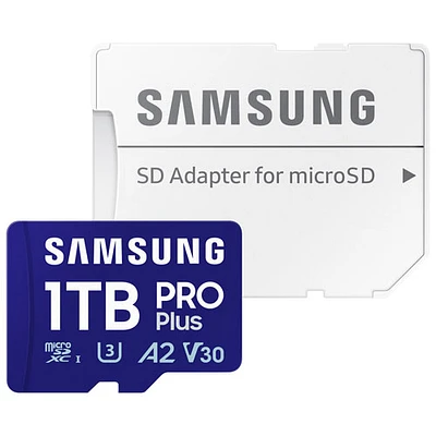 Carte mémoire microSDXC UHS-I de 180 Mo/s et 1 To Pro Plus de Samsung avec adaptateur SD