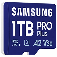 Carte mémoire microSDXC UHS-I de 180 Mo/s et 1 To Pro Plus de Samsung avec adaptateur SD