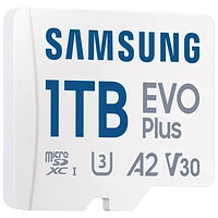 Carte mémoire microSDXC UHS-I de 160 Mo/s et 1 To Evo Plus de Samsung avec adaptateur SD