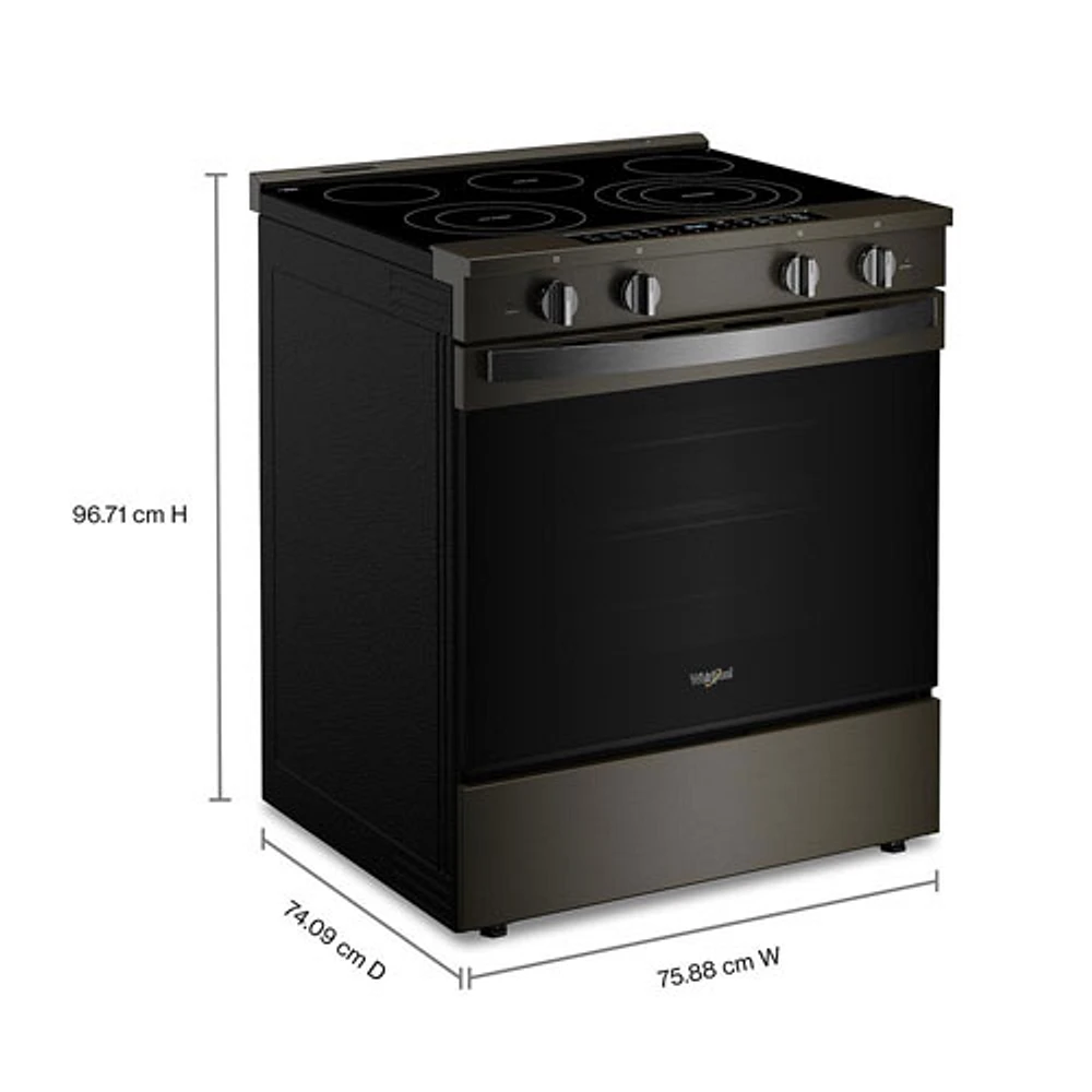 Whirlpool 31" 5.3 Cu. Ft. Self-Clean Slide-In Electric Air Fry Range (YWSES7530RV) - Black-on-Stainless