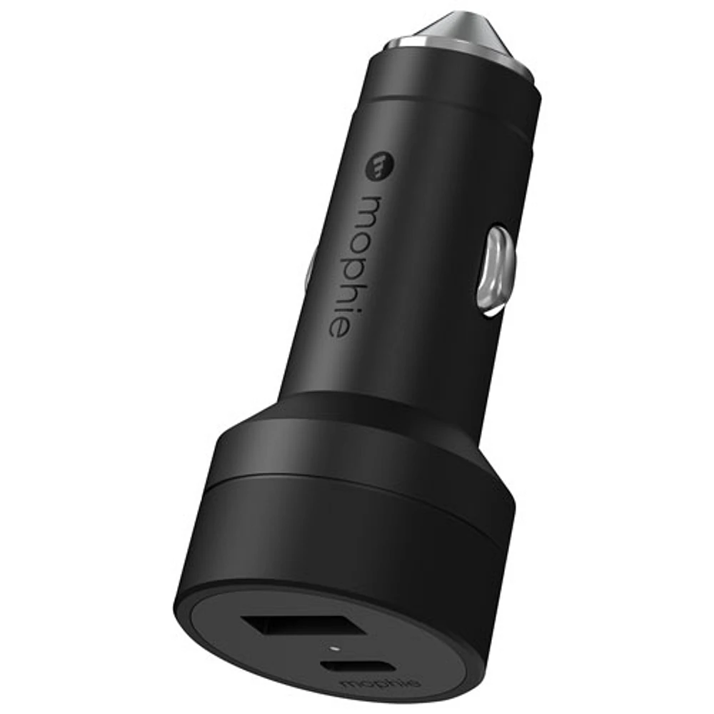 Chargeur d'auto à deux ports USB-C de 42 W de Mophie avec câble USB-C