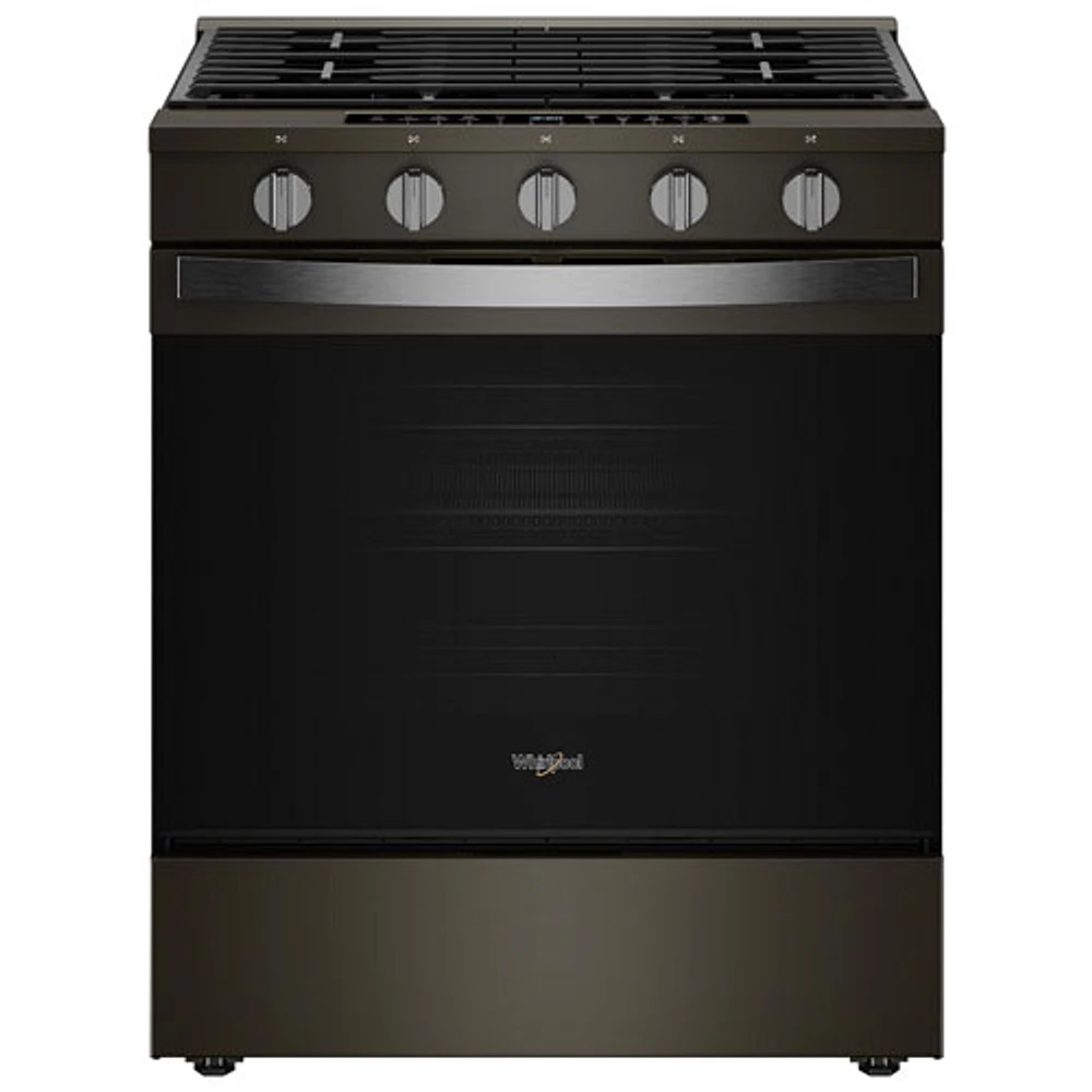 Whirlpool 30" 5.0 Cu. Ft. True Convection 5-Burner Slide-In Gas Air Fry Range (WSGS7530RV) - Black-on-Stainless