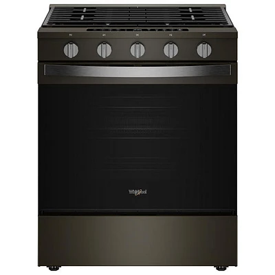 Whirlpool 30" 5.0 Cu. Ft. True Convection 5-Burner Slide-In Gas Air Fry Range (WSGS7530RV) - Black-on-Stainless