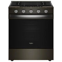 Whirlpool 30" 5.0 Cu. Ft. True Convection 5-Burner Slide-In Gas Air Fry Range (WSGS7530RV) - Black-on-Stainless