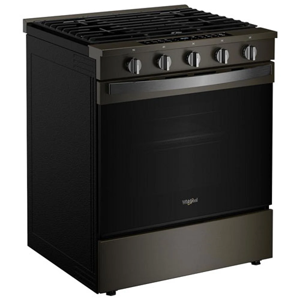 Whirlpool 30" 5.0 Cu. Ft. True Convection 5-Burner Slide-In Gas Air Fry Range (WSGS7530RV) - Black-on-Stainless