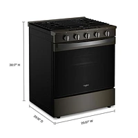 Whirlpool 30" 5.0 Cu. Ft. True Convection 5-Burner Slide-In Gas Air Fry Range (WSGS7530RV) - Black-on-Stainless