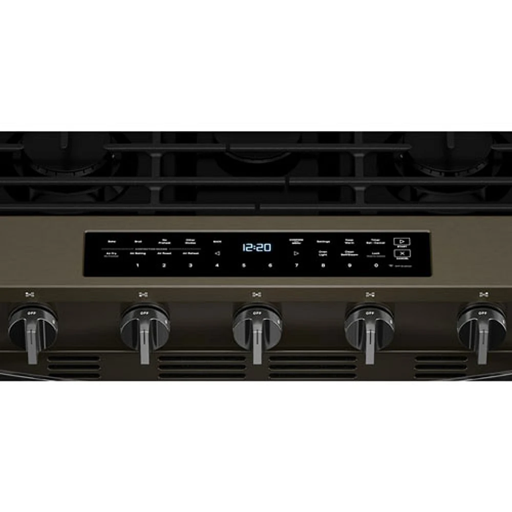 Whirlpool 30" 5.0 Cu. Ft. True Convection 5-Burner Slide-In Gas Air Fry Range (WSGS7530RV) - Black-on-Stainless