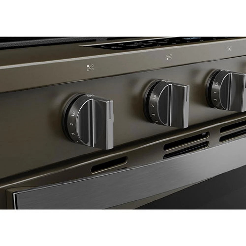 Whirlpool 30" 5.0 Cu. Ft. True Convection 5-Burner Slide-In Gas Air Fry Range (WSGS7530RV) - Black-on-Stainless