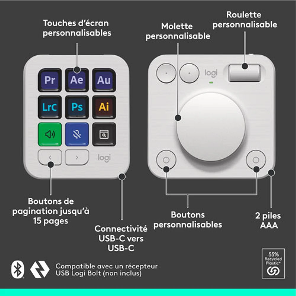 Console numérique programmable et molette de commande MX Creative de Logitech