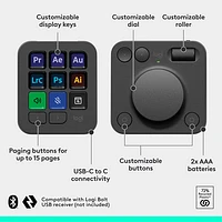 Logitech MX Creative Console Programmable Keypad and Control Dial - Graphite