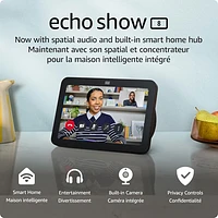 Amazon Echo Show 8 (3rd Gen) Smart Display with Spatial Audio & Alexa - Charcoal