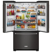 KitchenAid 36" 20 Cu. Ft. French Door Refrigerator with Water Dispenser (KRFC136RBS) - Black Stainless Steel