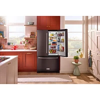 KitchenAid 36" 20 Cu. Ft. French Door Refrigerator with Water Dispenser (KRFC136RBS) - Black Stainless Steel