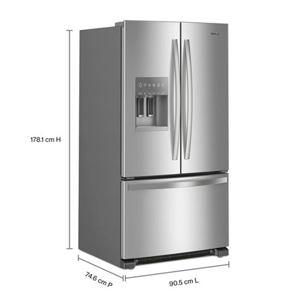 Whirlpool 36" 24.7 Cu. Ft. French Door Refrigerator with Water & Ice Dispenser (WRFF3436RZ) - Stainless Steel