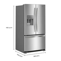 Whirlpool 36" 24.7 Cu. Ft. French Door Refrigerator with Water & Ice Dispenser (WRFF3436RZ) - Stainless Steel