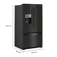 Whirlpool 36" 24.7 Cu. Ft. French Door Refrigerator with Water & Ice Dispenser (WRFF3436RB) - Black