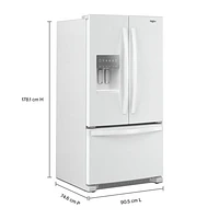 Whirlpool 36" 24.7 Cu. Ft. French Door Refrigerator with Water & Ice Dispenser (WRFF3436RW) - White