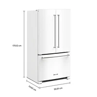 KitchenAid 36" 20 Cu. Ft. French Door Refrigerator with Water Dispenser (KRFC136RWH) - White