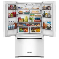 KitchenAid 36" 20 Cu. Ft. French Door Refrigerator with Water Dispenser (KRFC136RWH) - White