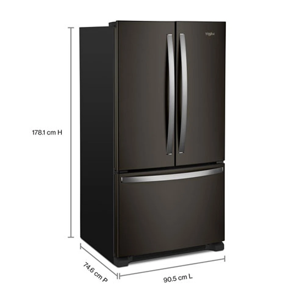 Whirlpool 36" 20 Cu. Ft. French Door Refrigerator with Water Dispenser (WRFC2036RV) - Black Stainless Steel