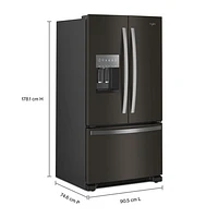 Whirlpool 36" 24.7 Cu. Ft. French Door Refrigerator with Water & Ice Dispenser (WRFF3436RV) - Black Stainless Steel