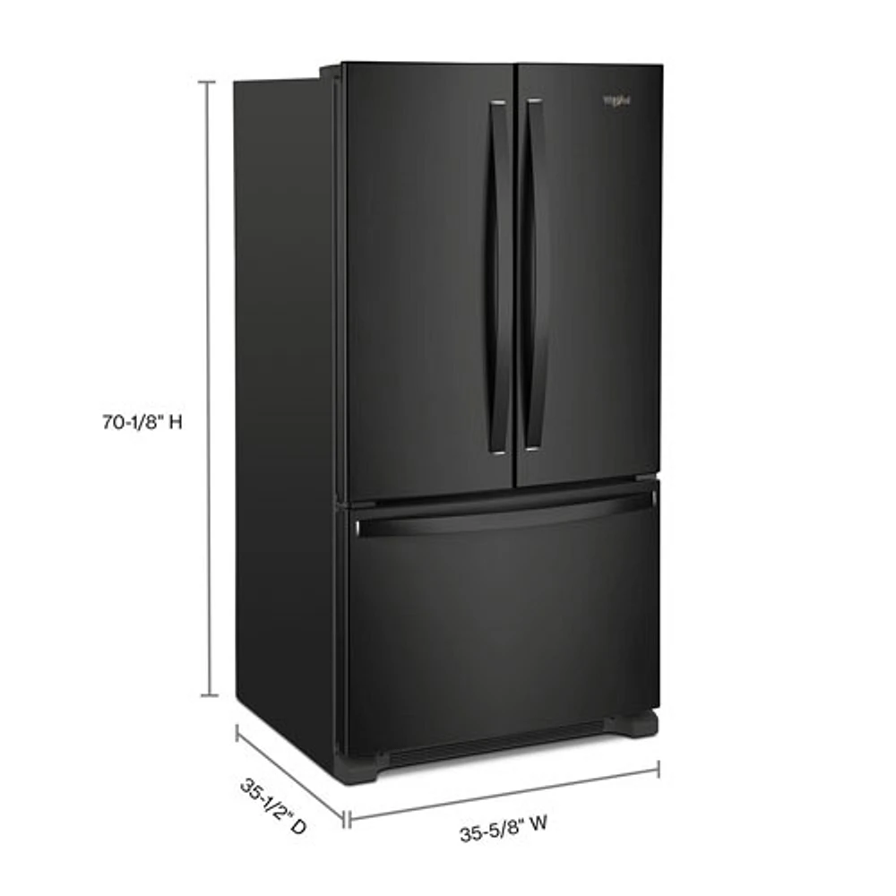 Réfrigérateur à deux portes 25,2 pi³ 36 po de Whirlpool (WRFF3036RB) - Noir