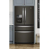 Whirlpool 36" 24.5 Cu. Ft. French Door Refrigerator with Water & Ice Dispenser (WRMF3636RV) - Black Stainless Steel