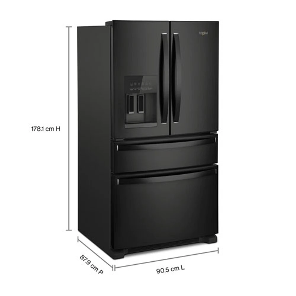 Whirlpool 36" 24.5 Cu. Ft. French Door Refrigerator with Water & Ice Dispenser (WRMF3636RB) - Black