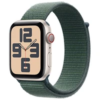 TELUS Apple Watch SE (GPS + Cellular) 44mm Starlight Aluminum Case w/ Lake Green Sport Loop - Monthly Financing