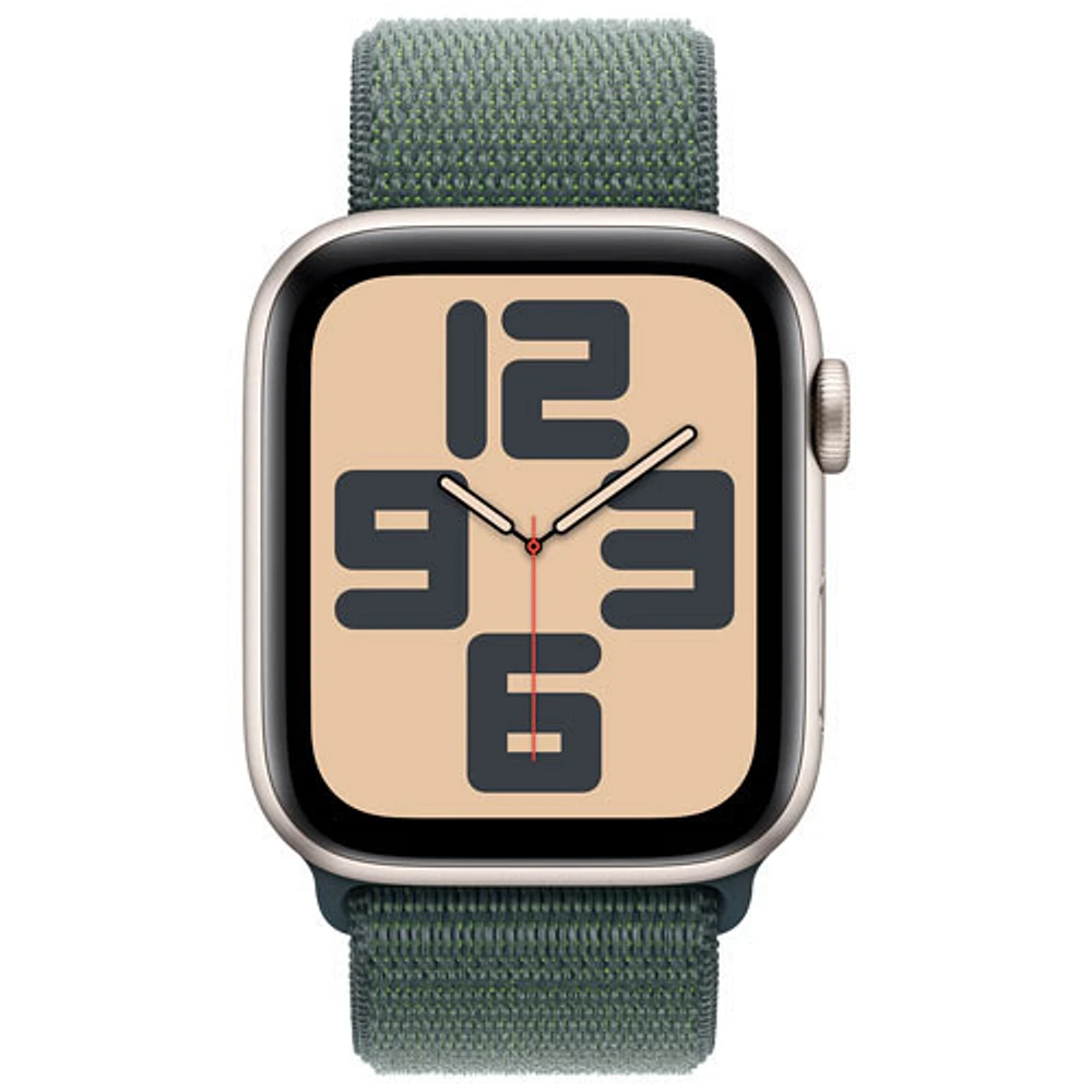 TELUS Apple Watch SE (GPS + Cellular) 44mm Starlight Aluminum Case w/ Lake Green Sport Loop - Monthly Financing