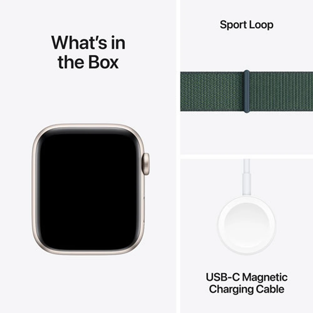 TELUS Apple Watch SE (GPS + Cellular) 44mm Starlight Aluminum Case w/ Lake Green Sport Loop - Monthly Financing