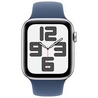 TELUS Apple Watch SE (GPS + Cellular) 44mm Silver Aluminum Case w/ Denim Sport Band - /M