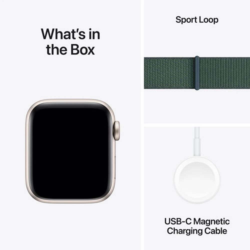 Rogers Apple Watch SE (GPS + Cellular) 40mm Starlight Aluminum Case w/ Lake Green Sport Loop - Monthly Financing