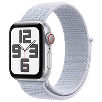 Apple Watch SE (GPS + Cellular) de 40 mm avec boîtier en aluminium argenté et bracelet sport à rabat nuage bleu par TELUS