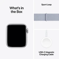 Apple Watch SE (GPS + Cellular) de 40 mm avec boîtier en aluminium argenté et bracelet sport à rabat nuage bleu par TELUS