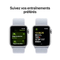 Apple Watch SE (GPS + Cellular) de 40 mm avec boîtier en aluminium argenté et bracelet sport à rabat nuage bleu par TELUS