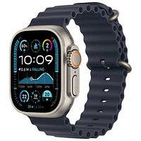 Virgin Plus Apple Watch Ultra 2 (GPS + Cellular) 49mm Natural Titanium Case w/ Navy Ocean Band - Monthly Financing