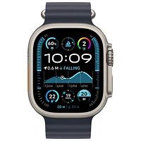 Virgin Plus Apple Watch Ultra 2 (GPS + Cellular) 49mm Natural Titanium Case w/ Navy Ocean Band - Monthly Financing