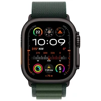 Apple Watch Ultra 2 (GPS + Cellulaire) avec boîtier de 49 mm en titane noir et bracelet Alpin vert foncé par Virgin Plus - Grand - Financement mensuel
