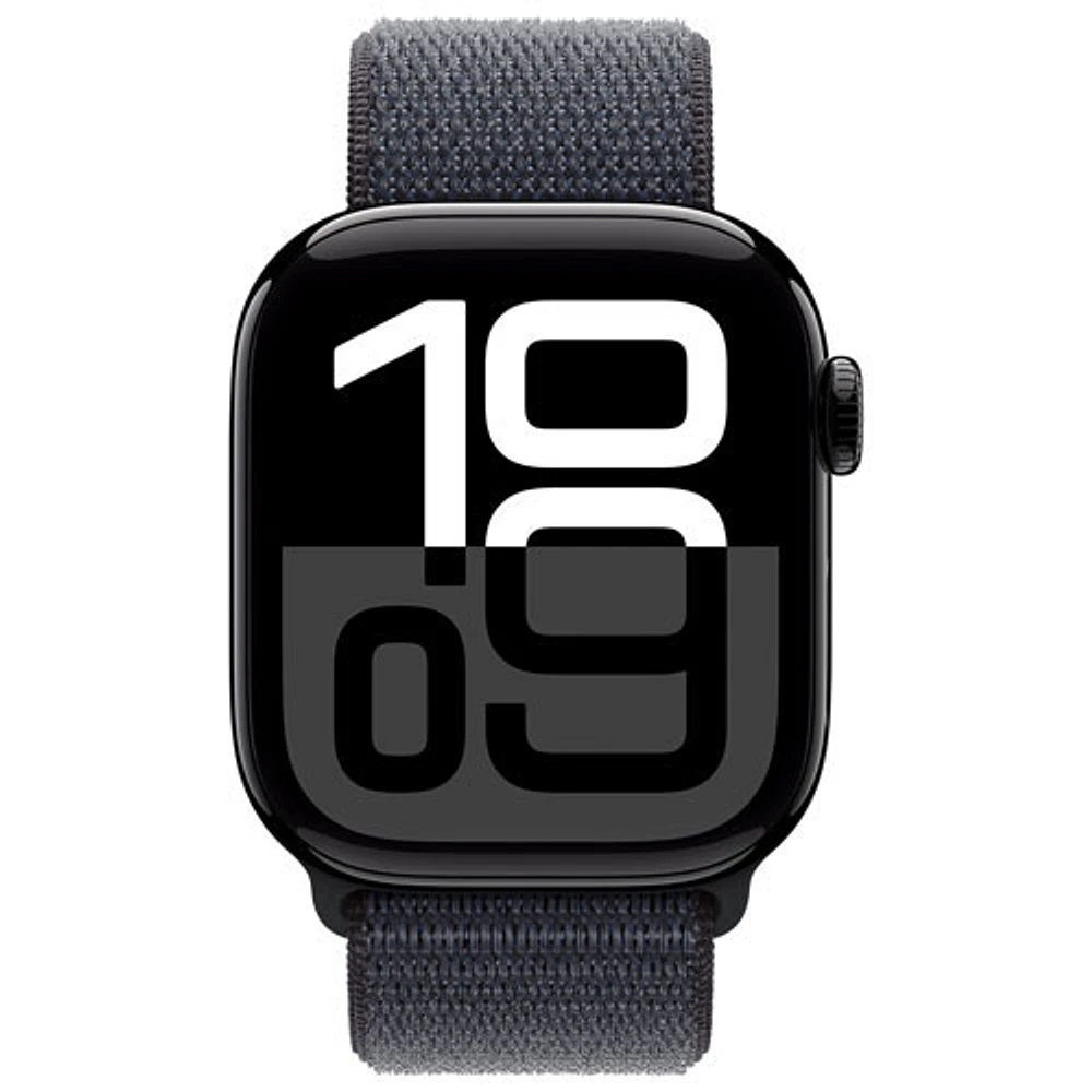 Virgin Plus Apple Watch Series 10 (GPS + Cellular) 42mm Jet Black Aluminum Case w/ Ink Sport Loop - Monthly Financing