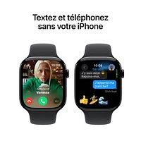 Apple Watch Series 10 (GPS + Cellulaire) avec boîtier de 46 mm en aluminium noir de jais et bracelet sport noir par Virgin Plus - Moyen/Grand - Financement mensuel