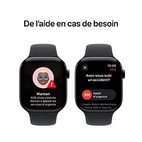 Apple Watch Series 10 (GPS + Cellulaire) avec boîtier de 46 mm en aluminium noir de jais et bracelet sport noir par Virgin Plus - Moyen/Grand - Financement mensuel